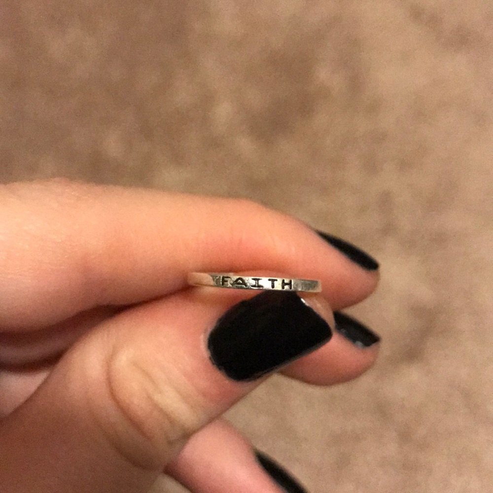 Faith sterling silver ring